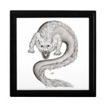 Wolfdragon black and white Design Keepsake Box