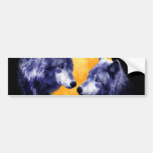 Wolves at full moon bumper sticker
