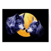 Wolves at full moon card