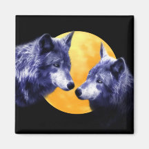 Wolves at full moon fridge magnets
