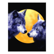 Wolves at full moon letterhead design