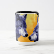 Wolves at full moon mugs