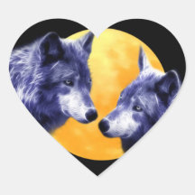Wolves at full moon stickers