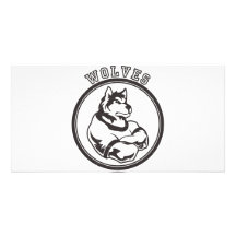 Wolves or Wolf Mascot Customized Photo Card