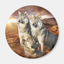 Wolves Trio Refrigerator Magnets