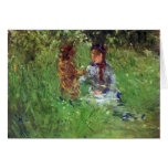 Woman and child in garden in Bougival by Morisot Greeting Cards