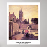 Woman And Child On Bleichwiese By Pieter De Hooch Poster