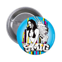 Woman and dragon button