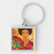 Woman and Love Roses premium keychain