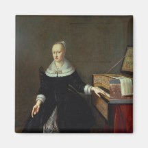Woman by a Virginal Fridge Magnets