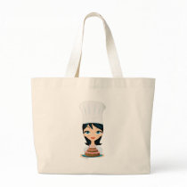 Woman chef Birthday cake Canvas Bags