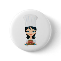 Woman chef Birthday cake Pins