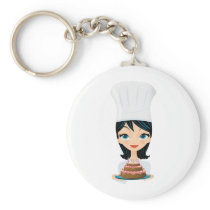 Woman chef Birthday cake Key Chains