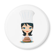 Woman chef Birthday cake Magnets