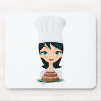 Woman chef Birthday cake Mousepad