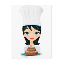 Woman chef Birthday cake Post Cards