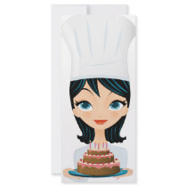 Woman chef Birthday cake Customized Rack Card