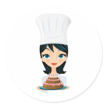 Woman chef Birthday cake Sticker