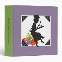 Woman chef silhouette baking cooking recipe binder