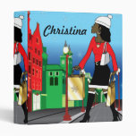 Woman Christmas shopping with bags dressed fashion 3 Ring Binder