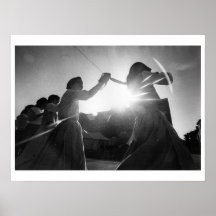 Woman Dancing in Street on Sunny Day Posters