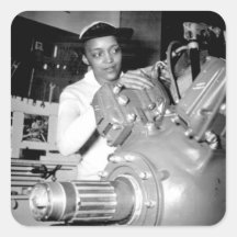 Woman Factory Worker with Aircraft Engine Sticker