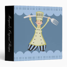 Woman female chef pantaloons fork recipe binder