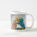 Woman giant bird played a joke odd unique art coffee mug