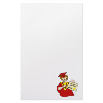 Woman Graduate Red Gown Customized Stationery