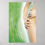 Woman & green leaf abstract digital composition poster