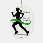Woman Half Marathon Runner Ornament in Lt. Green