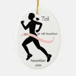 Woman Half Marathon Runner Ornament in Pink