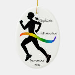 Woman Half Marathon Runner Ornament Rainbow