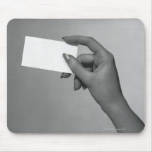 Woman Holding Card Mouse Pad