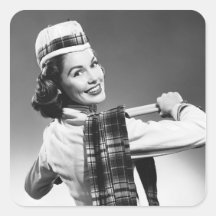 Woman in a Cap Sticker