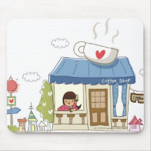 Woman in a coffee shop mousepad