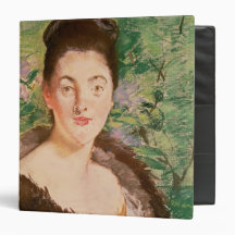 Woman in a fur coat 3 ring binders