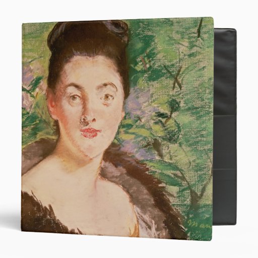 Woman in a fur coat 3 ring binders