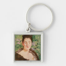 Woman in a fur coat keychain