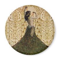 Woman in a Peacock Skirt Refrigerator Magnet