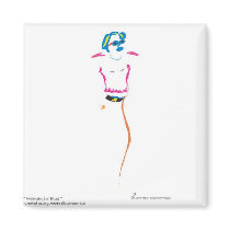 Woman in Bblue Refrigerator Magnet