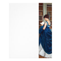 Woman in Blue, reading a Book Letterhead Template