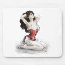 Woman in Red Corset Mousepad