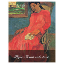 Woman In Red Dress By Paul Gauguin (Best Quality) Flyer Design