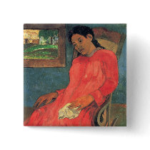 Woman in red dress - Paul Gauguin Pin