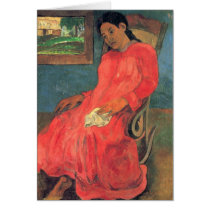 Woman in red dress - Paul Gauguin Greeting Card
