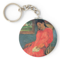 Woman in red dress - Paul Gauguin Keychain