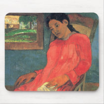 Woman in red dress - Paul Gauguin Mousepad