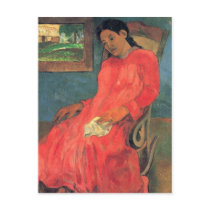 Woman in red dress - Paul Gauguin Post Cards