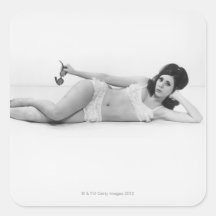 Woman in Swimwear Square Stickers